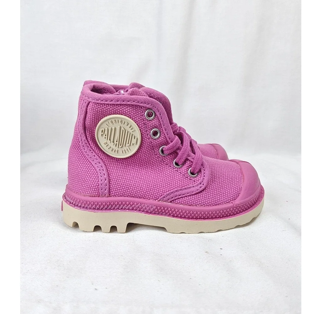 Palladium Pampa Hi Boots Shoes Ibis Rose Pink Canvas Infant Size 4 New in Box